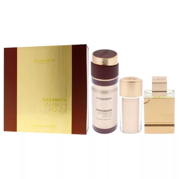 SET AL HARAMAIN Amber Oud Gold EDP spray 75ml + EDP spray 30ml + BODY SPRAY 200ml-1 23870