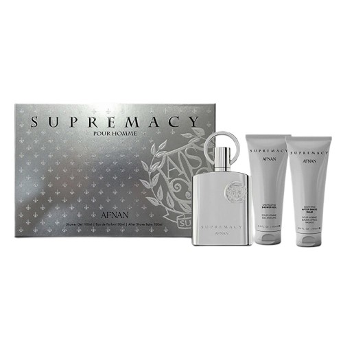 SET AFNAN Supermacy Silver EDP spray 100ml + SHOWER GEL 100ml + AS BALM 100ml-1 24554