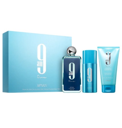SET AFNAN 9 AM Dive EDP spray 100ml + SHOWER GEL 150ml + DEO SPRAY 150ml-1 26275 
