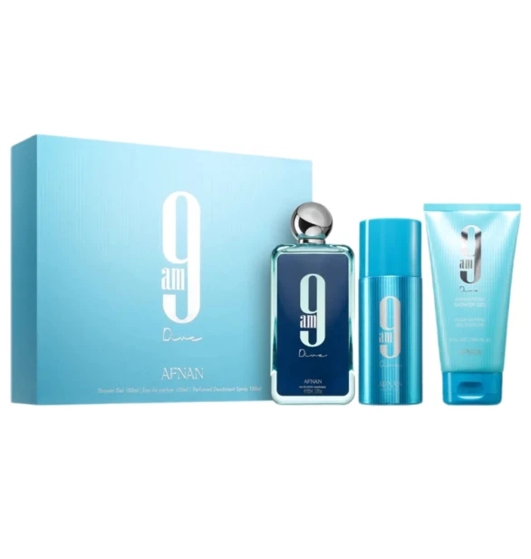 SET AFNAN 9 AM Dive EDP spray 100ml + SHOWER GEL 150ml + DEO SPRAY 150ml-1 26275 